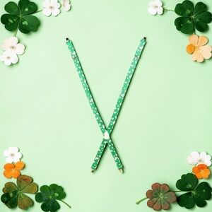 Shamrock Print Green Suspenders St. Patrick’s Day Adjustable Clip-On Braces EUC